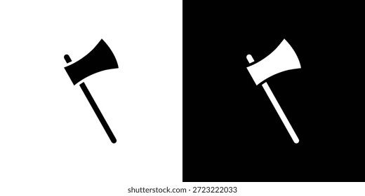 Icono de hacha. Icono de diseño plano simple en blanco y negro