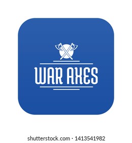 Axe icon blue vector isolated on white background