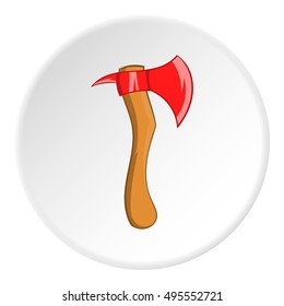 Axe icon in cartoon style isolated on white circle background. Equipment symbol vector illustration 