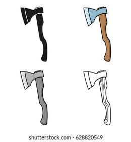 Axe icon in cartoon style isolated on white background. Sawmill and timber symbol stock vector illustration.