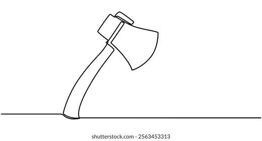 Axe icon in continuous line drawing style. Line art of an axe symbol. Vector illustration. Abstract background, axe, hatchet, woodcutter, construction tool one line art. Continuous line drawing of pro