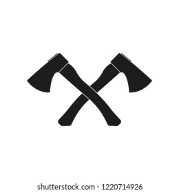 Axe icon. Crossed axes logo. Lumberjack or firefighter tool. Vector illustration.