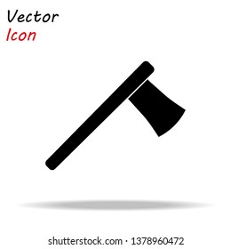 Axe icon flat. Illustration isolated vector sign symbol. Black wood ax on white background