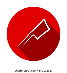 Axe icon flat isolated on red background with long shadow. flat icon