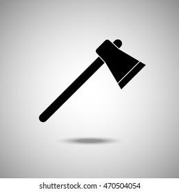 Axe icon. Flat style. Grey background. Vector illustration.