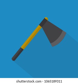 axe icon in flat style with long shadow, isolated vector illustration on blue transparent background