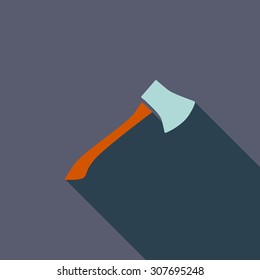 Axe icon. Flat vector related icon with long shadow for web and mobile applications. It can be used as - logo, pictogram, icon, infographic element. Vector Illustration.