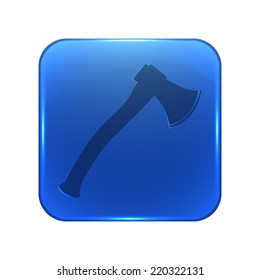 Axe icon - glossy blue button