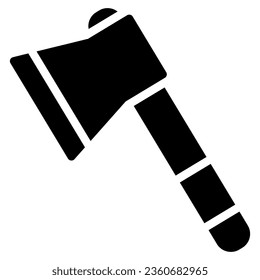 icono de hacha en estilo glifo aislado en fondo blanco. Herramientas de construcción, ilustración vectorial para proyectos de diseño gráfico