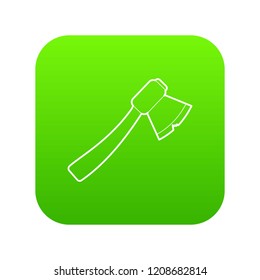Axe icon green vector isolated on white background