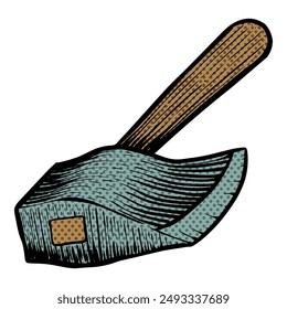 Axe icon halftone color vector illustration