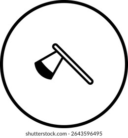 Axe icon illustration in a circle representing tool, chopping, and forestry