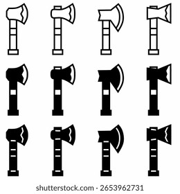 Coleção de ilustrações do ícone Ax. Ícone de design em preto-e-branco para empresas. Vetor de estoque.