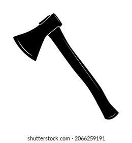 Axe Icon Isolated On White Background. Lumberjack Black Hatchet Silhouette. Chisel Symbol. Forester Ax In A Simple Flat Style. Camping, Chopping, Cutter Or Woodworking Tool. Stock Vector Illustration