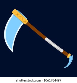 Axe icon. Label of fantasy and medieval weapon. Cartoon style. Vector illustration logo.