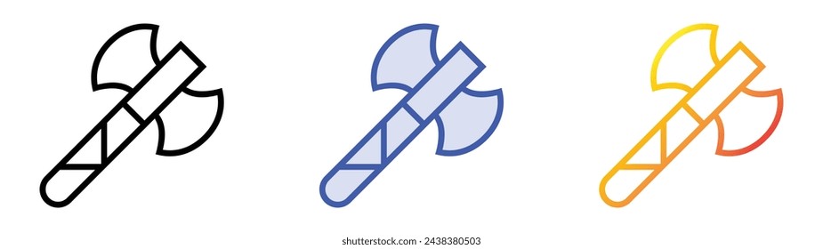 axe icon. Linear, Blue Fill and Gradient Style Design Isolated On White Background