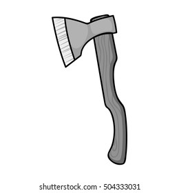 Axe icon in monochrome style isolated on white background. Sawmill and timber symbol stock vector illustration.
