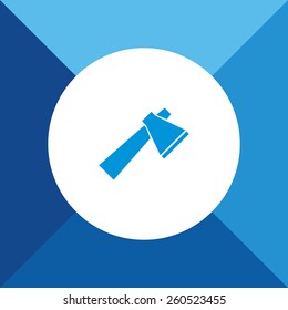 Axe Icon on Blue Background. Eps-10.