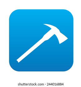 Axe icon on blue button,clean vector