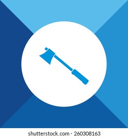 Axe Icon on Blue Colored Background. Eps-10.
