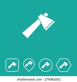Axe Icon on Flat UI Colors with Different Shapes. Eps-10.