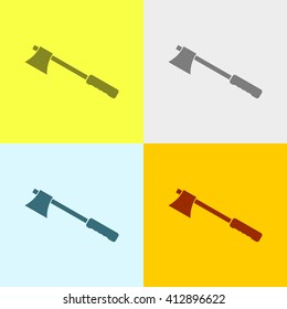 Axe Icon on Four Different Backgrounds. Eps-10.