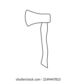Axe Icon on white backdrop. Outline simple vector illustration. Isolated object.