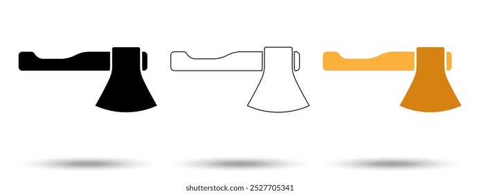 Axe icon. Axe icon on a white background, isolated. The icon has three uses in applications and websites. Vector illustration. Axe icon on a white background.
