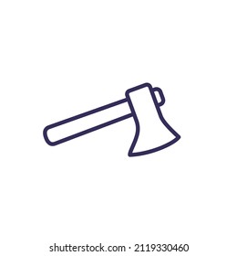 axe icon on white, line vector