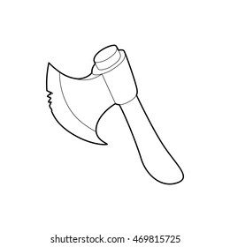 Axe icon in outline style isolated on white background. Equipment symbol