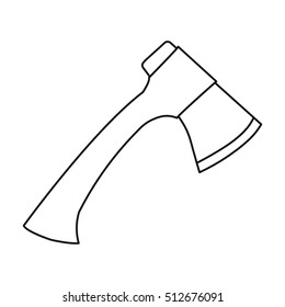 Axe icon in outline style isolated on white background. Camping symbol stock vector illustration.