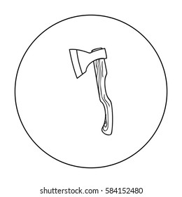 Axe icon in outline style isolated on white background. Sawmill and timber symbol stock vector illustration.