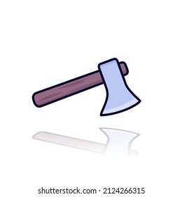 axe icon with outline, vector