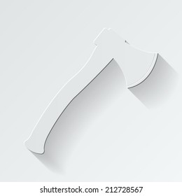Axe icon - paper vector illustration with shadow on light background
