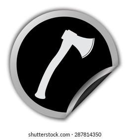 axe icon - round vector sticker