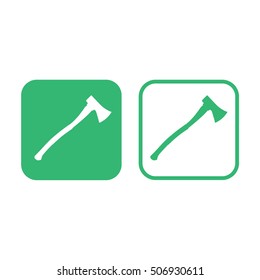 Axe icon vector illustration. Green and white