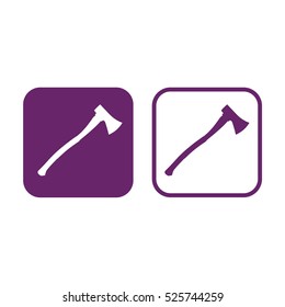 Axe icon vector illustration. Purple and white
