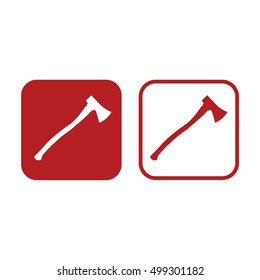 Axe icon vector illustration. Red and white