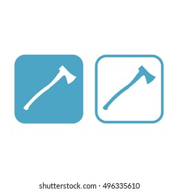 Axe icon vector illustration. White and blue