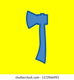 Axe icon. Vector. Office style blue icon at yellow background.
