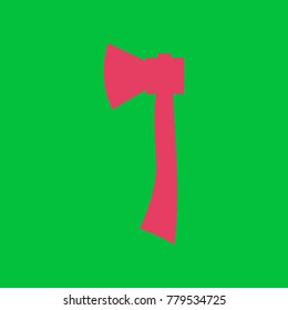Axe icon. Vector. Paradise pink icon on dark pastel green background.