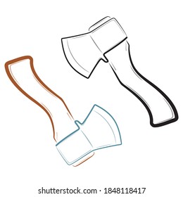 Axe Icon Vector Symbol Template. Axe Vector Outline Illustration. Axe Silhouette Isolated On White Background