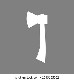 Axe icon. Vector. White icon on medium gray background. Isolated.