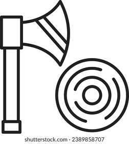 Axe Icon Vector. Wooden axe icon