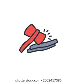 Icono del hacha. Vector. Trazo editable. Signo de estilo lineal para uso Diseño web, logotipo. Ilustración de símbolo.