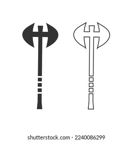 Axe icon. Viking axe set line and background vector ilustration.