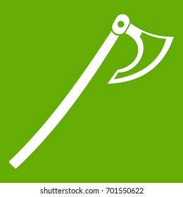 Axe icon white isolated on green background. Vector illustration