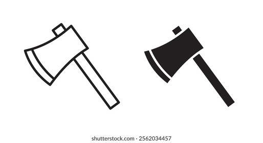 Axe icons in flat and line style set.