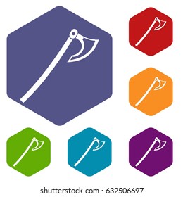 Axe icons set hexagon isolated vector illustration