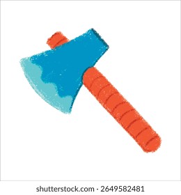 Axe Illustration with crayon style editable for cards, poster decorations, t-shirt prints, stickers, icons and others